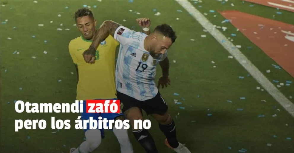 Conmebol suspendió a los árbitros de Argentina vs Brasil por el codazo de Otamendi a Rapinha