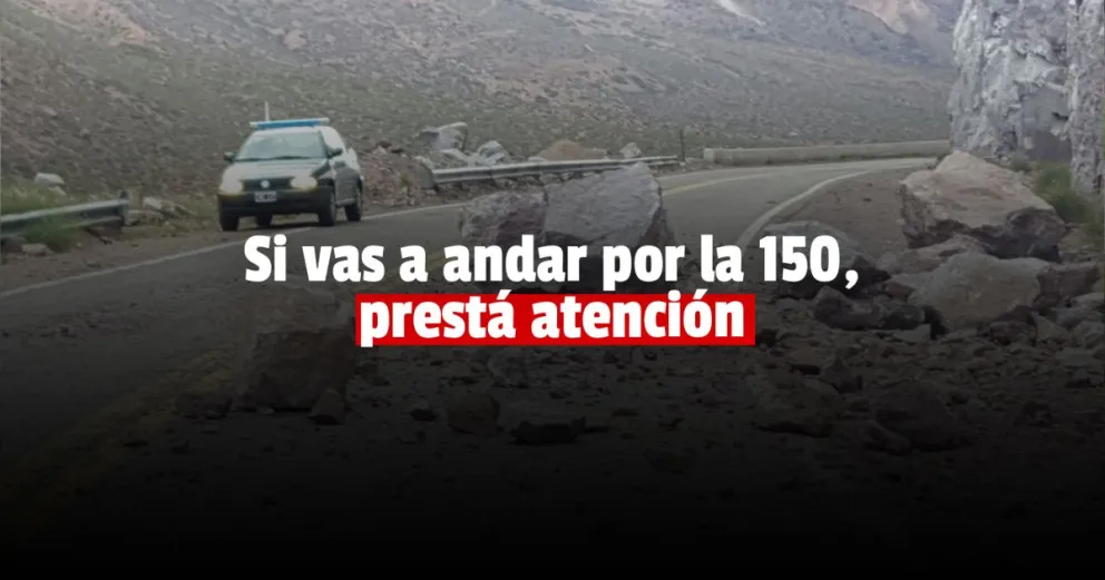 La Ruta 150 se vio afectada por la caída de rocas