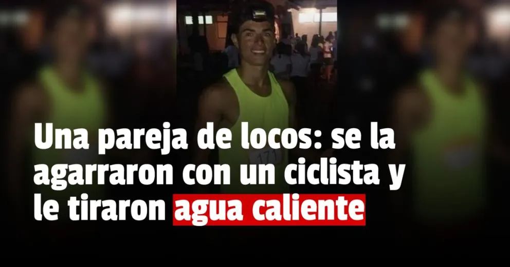 Un ciclista grave luego de que le tiraran un termo de agua caliente