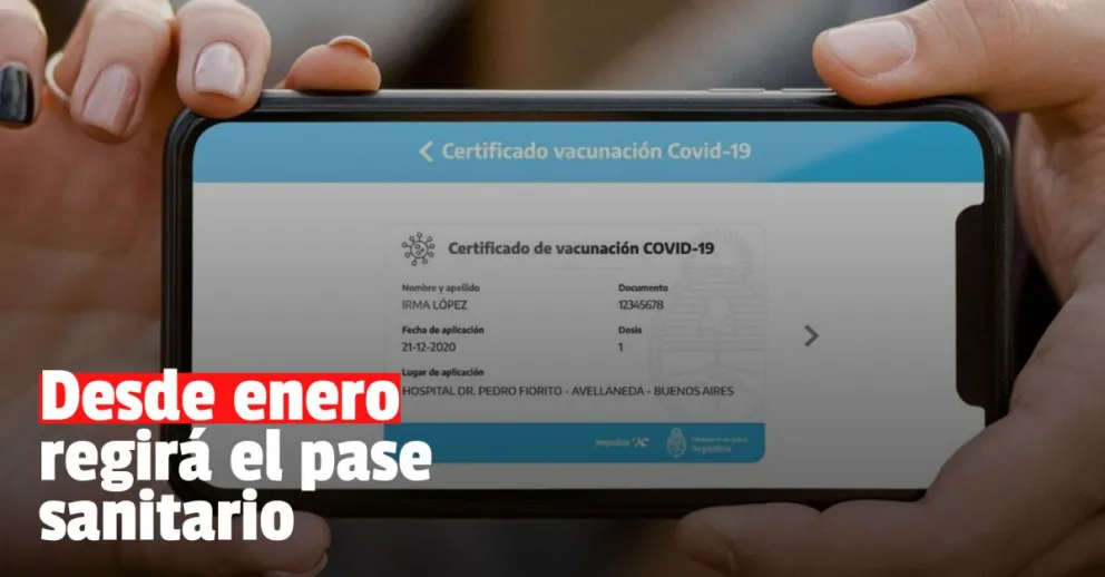 El Gobierno implementa un pase sanitario a partir de enero