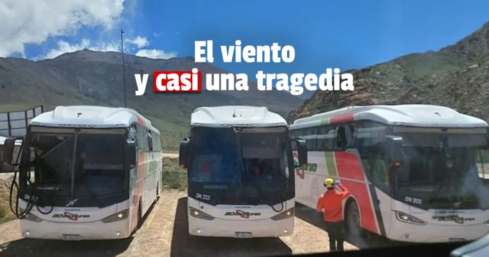 Por el viento explotaron los vidrios de tres colectivos que subían a Veladero