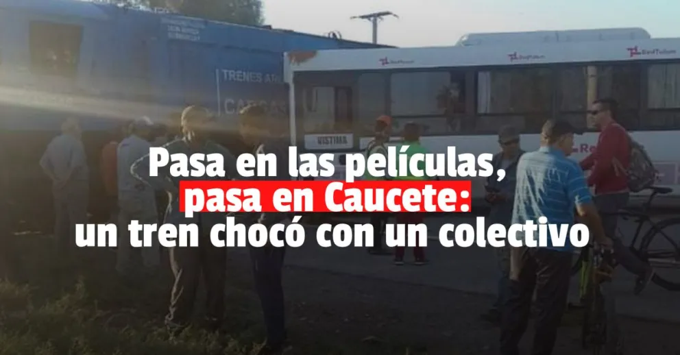 Un tren chocó con un colectivo en Caucete 