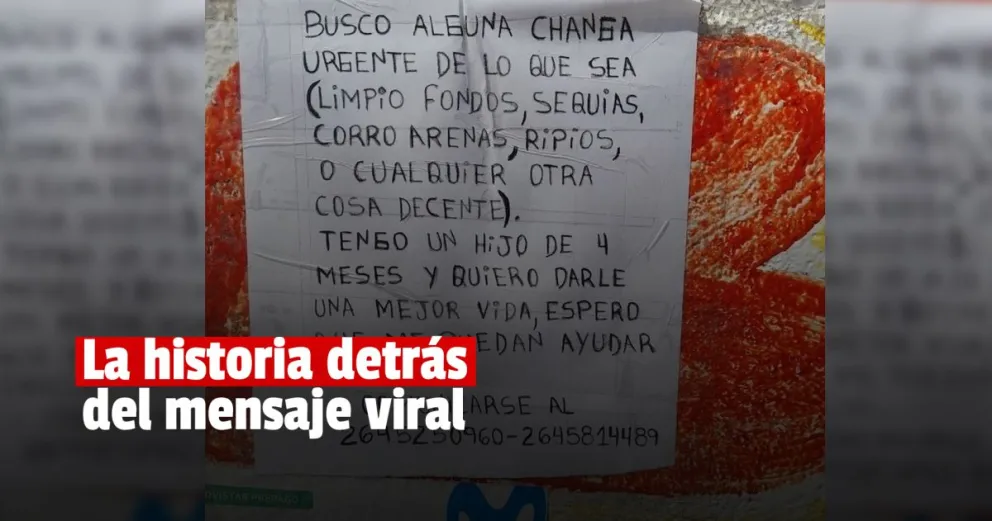 La historia del sanjuanino que con 16 años busca trabajo para "darle una mejor vida" a su hijo de 4 meses 
