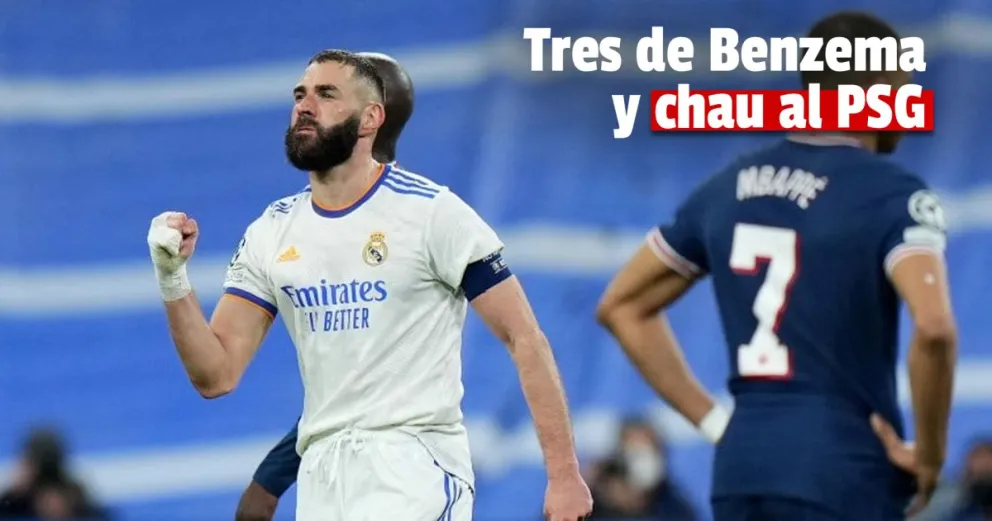 Épica noche para Benzema y Real Madrid: el PSG de Messi, afuera de la Champions League