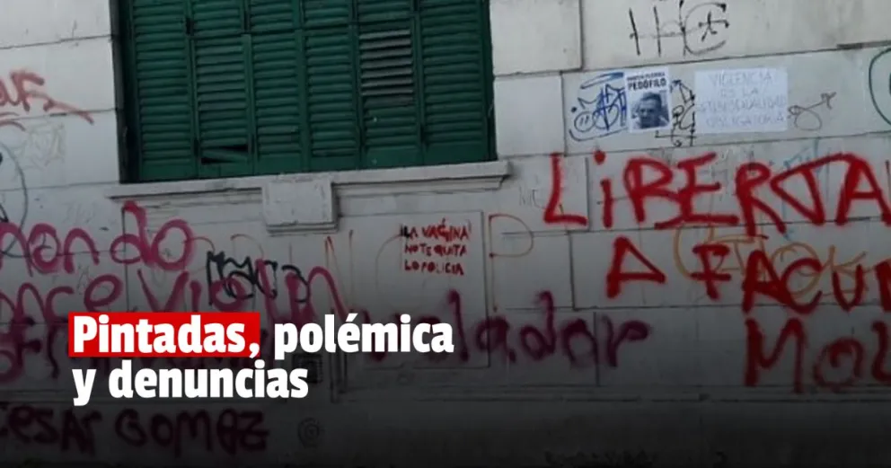 El Estado denunciará las pintadas en la Escuela Sarmiento durante el 8M