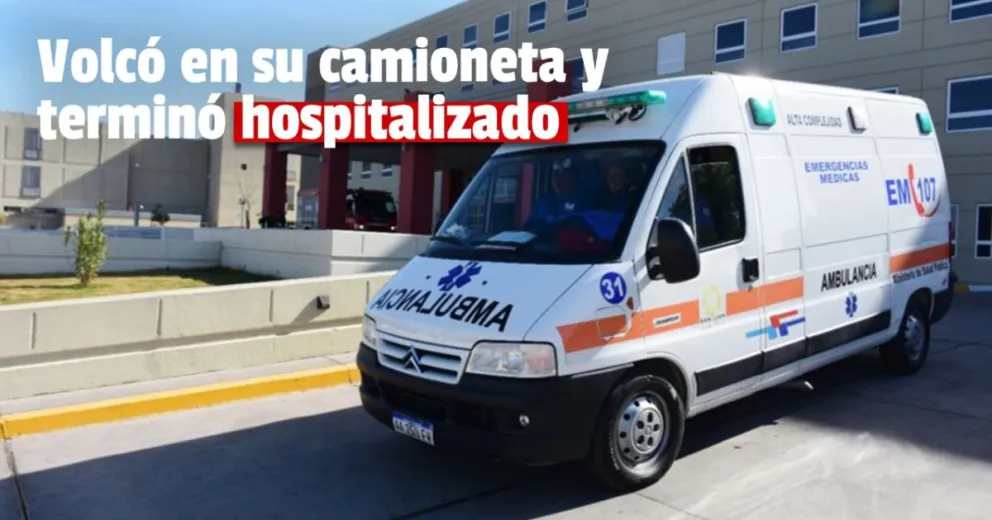 Un hombre perdió el control de su camioneta y volcó