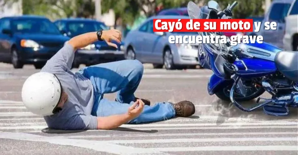 Un motociclista terminó con graves lesiones por una caida