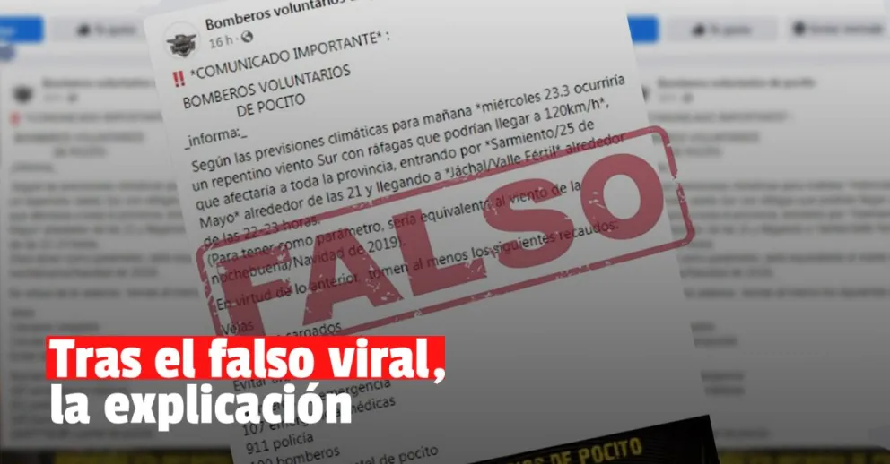 Los Bomberos de Pocito se defendieron por la viralización del mensaje sobre la llegada del fuerte viento