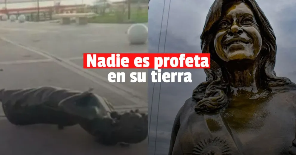 Derribaron una estatua de Cristina Fernández de Kirchner en Santa Cruz
