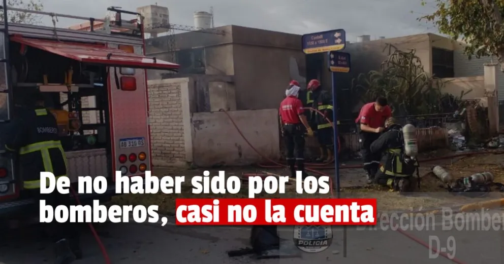 Se le prendió fuego la casa y fue rescatado por los bomberos 