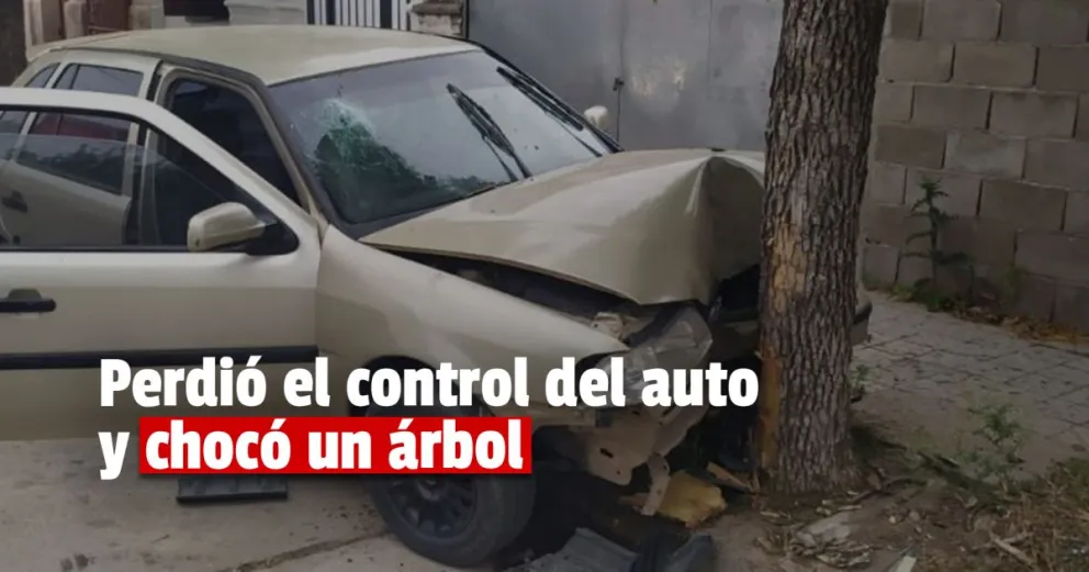 Un hombre perdió el control de su auto y chocó contra un árbol