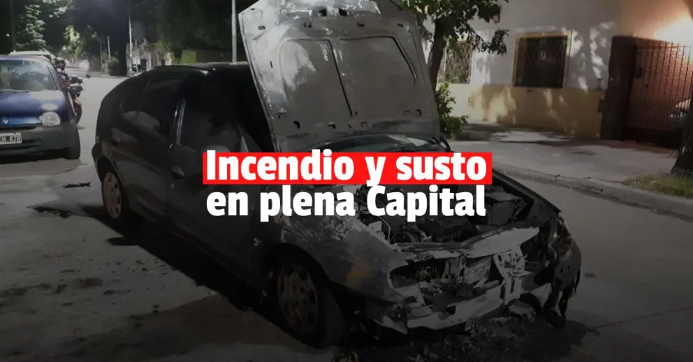El incendio de un auto asustó a varios en una zona transitada de Capital